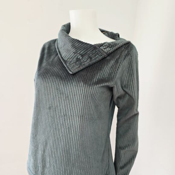 Wooly Bully Wear Colorado Pullover Sweater Size M Gray Velour Convertible Neck - Picture 2 of 7